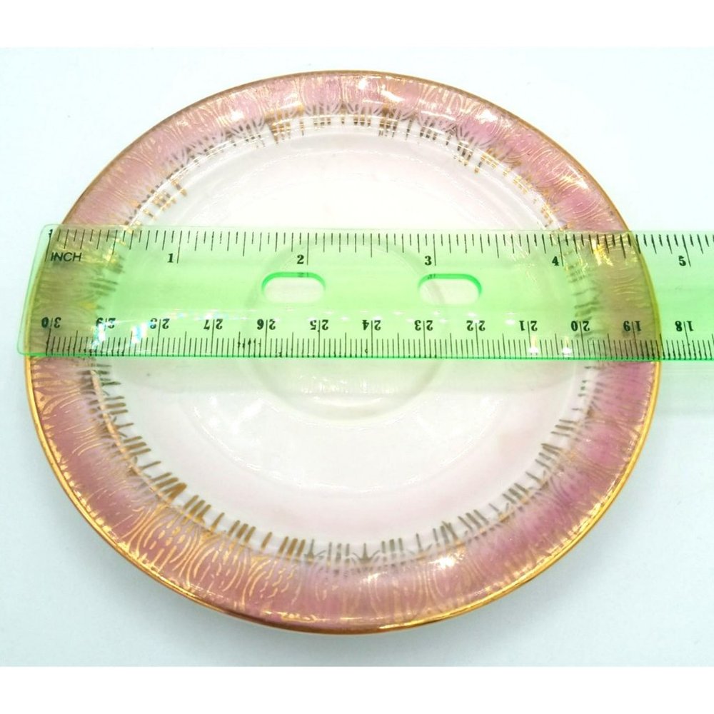Eschenbach Bavaria Germany Vintage Saucer 5 Inch Pink and Gold Tea Cup Plate - Picture 2 of 12